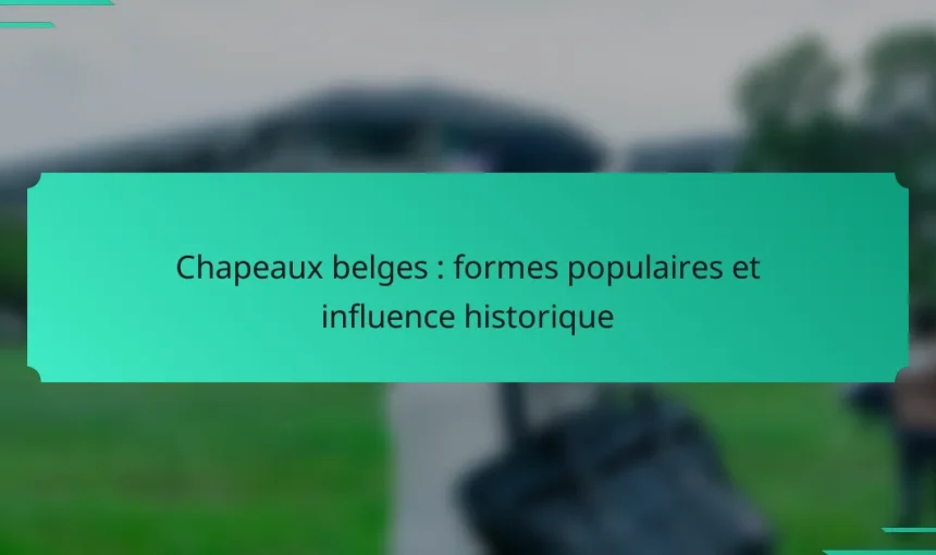 Chapeaux belges : formes populaires et influence historique