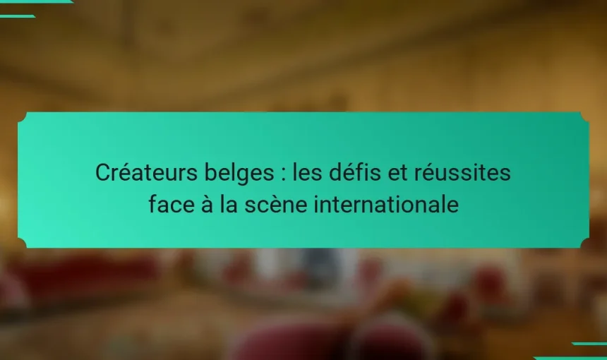 Créateurs belges : les défis et réussites face à la scène internationale