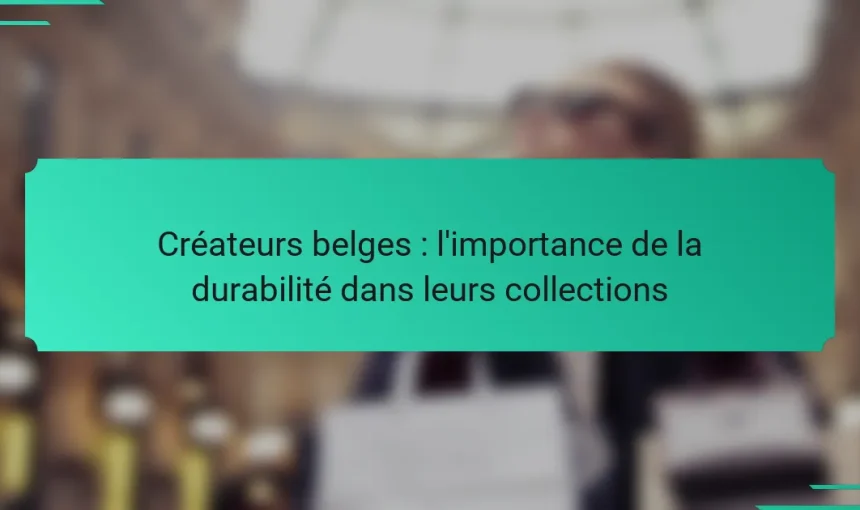 Créateurs belges : l’importance de la durabilité dans leurs collections