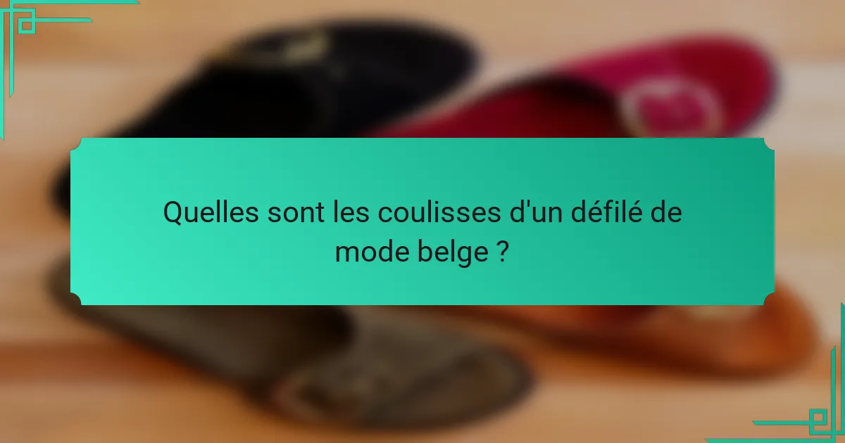 Quelles sont les coulisses d'un défilé de mode belge ?